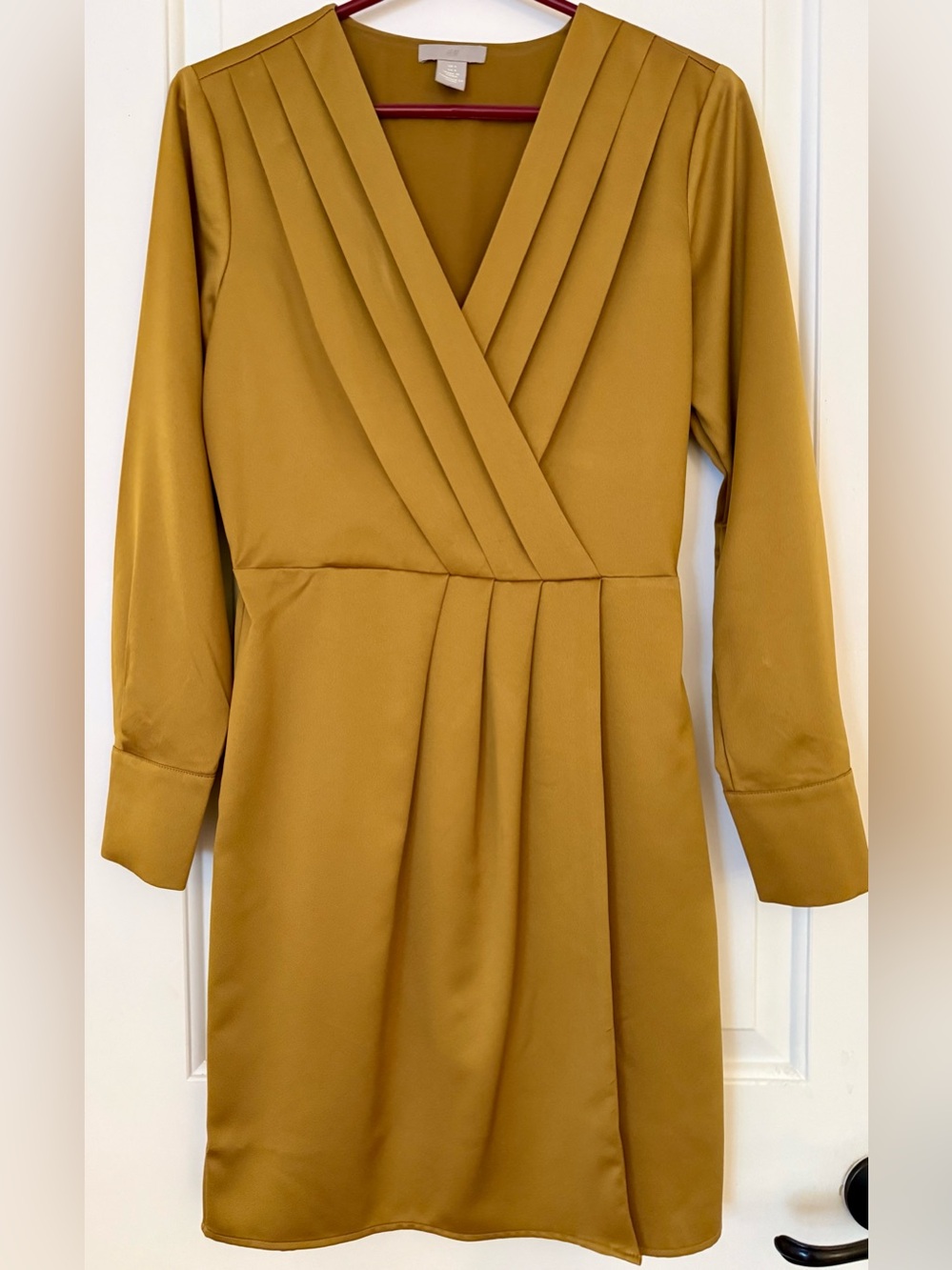 H&M Mustard Wrap-Style Long Sleeve Dress